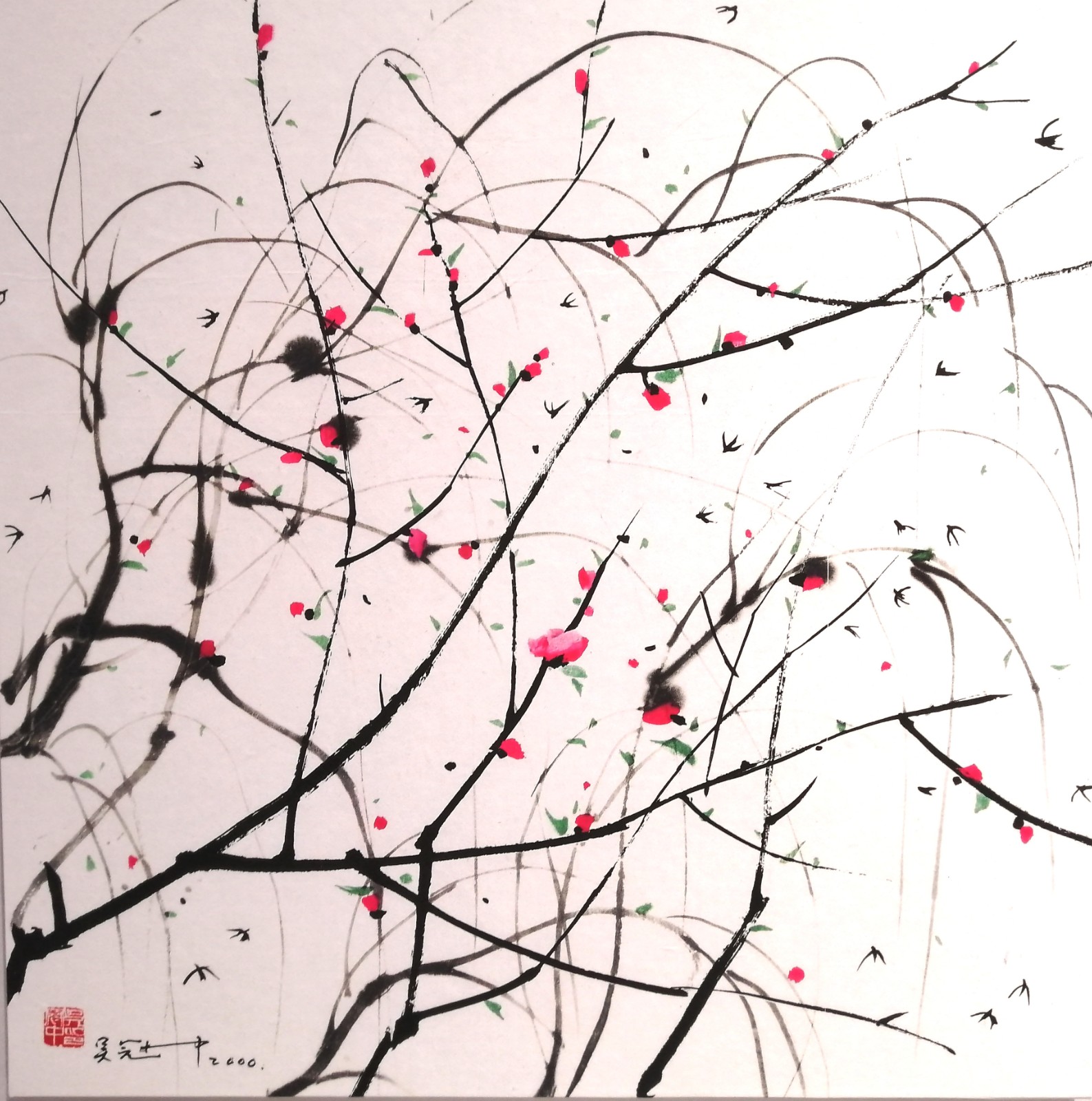 春燕 80x80cm纸本微喷 国画宝龙酒店